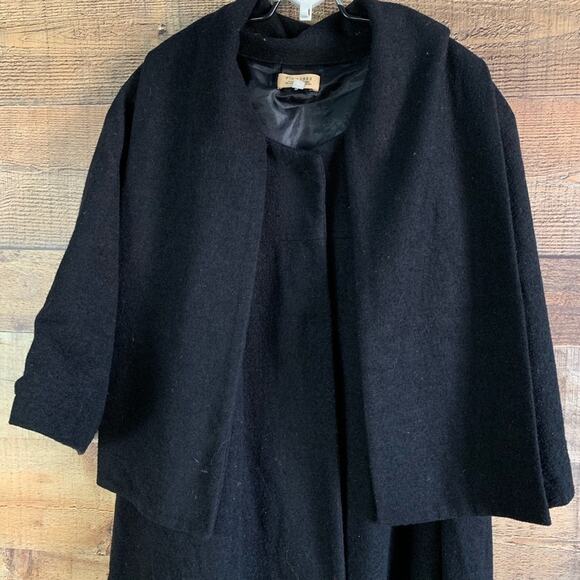 Piko 1988 Black Wool Swing Pea Coat Jacket 3/4 Cropped Sleeve SZ Small - Picture 4 of 8